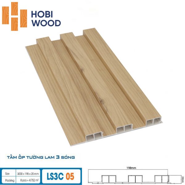 Tấm ốp tường lam sóng hobi wood 3 sóng LS3C-05