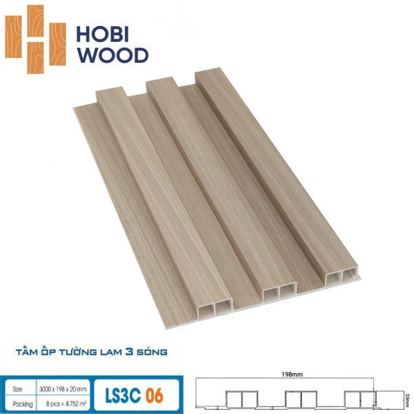 Tấm ốp tường lam sóng hobi wood 3 sóng LS3C-06