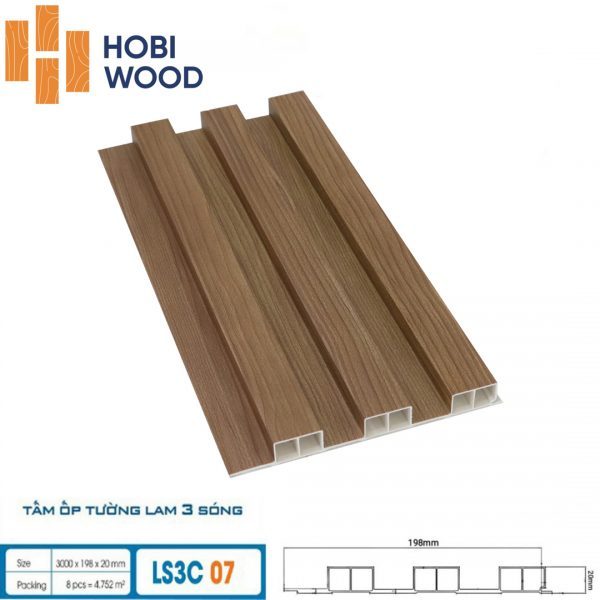 Tấm ốp tường lam sóng hobi wood 3 sóng LS3C-07