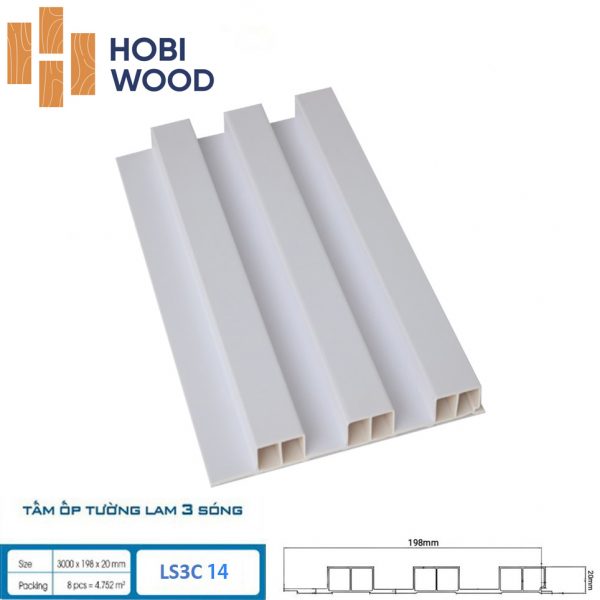 Tấm ốp tường lam sóng hobi wood 3 sóng LS3C-14