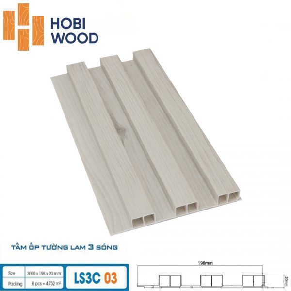 Tấm ốp tường lam sóng hobi wood 3 sóng LS3C