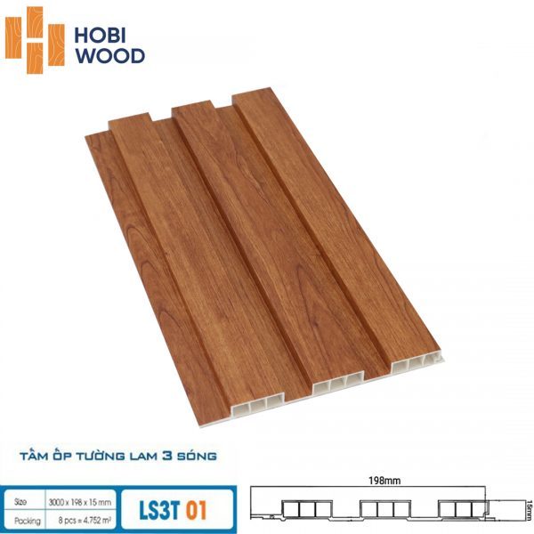 Tấm ốp tường lam sóng hobi wood 3 sóng LS3T-01