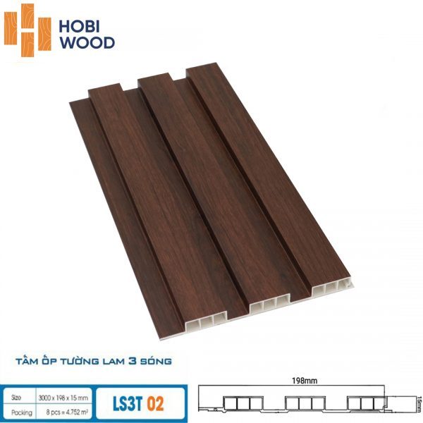 Tấm ốp tường lam sóng hobi wood 3 sóng LS3T-02