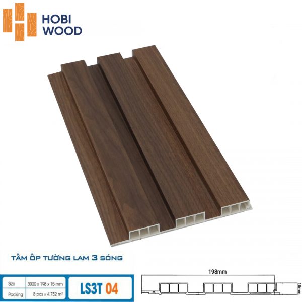 Tấm ốp tường lam sóng hobi wood 3 sóng LS3T-04