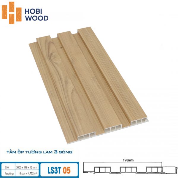 Tấm ốp tường lam sóng hobi wood 3 sóng LS3T-05