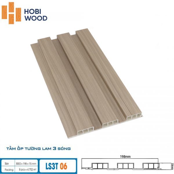 Tấm ốp tường lam sóng hobi wood 3 sóng LS3T-06