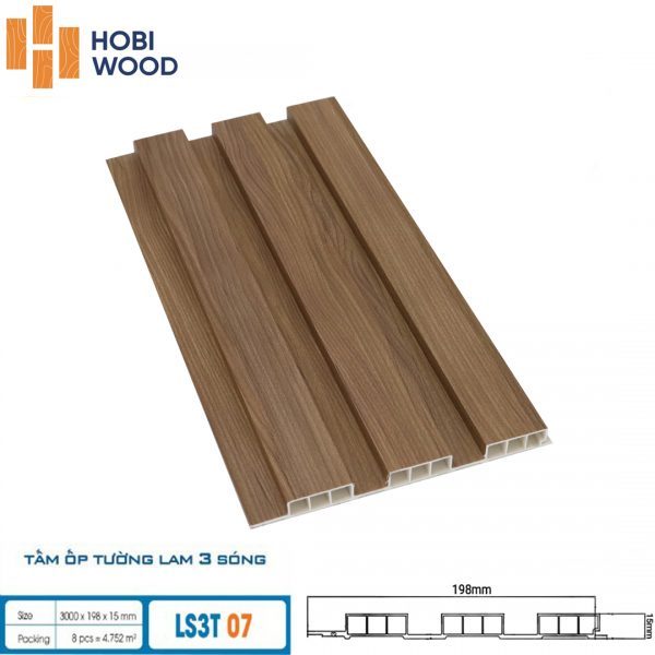 Tấm ốp tường lam sóng hobi wood 3 sóng LS3T-07