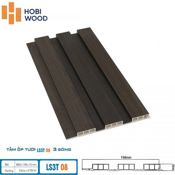 Tấm ốp tường lam sóng hobi wood 3 sóng LS3T-08