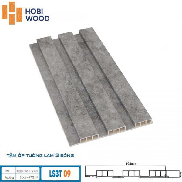 Tấm ốp tường lam sóng hobi wood 3 sóng LS3T-09