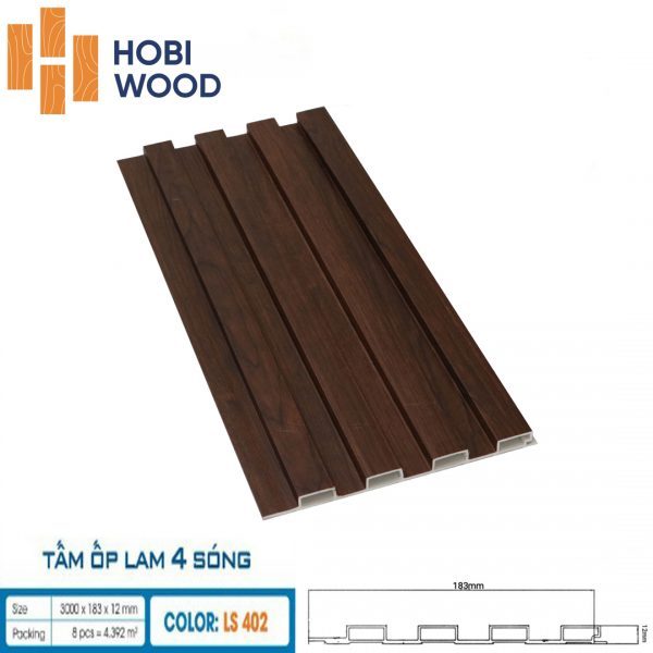 Tấm ốp tường lam sóng hobi wood 4 sóng LS-402