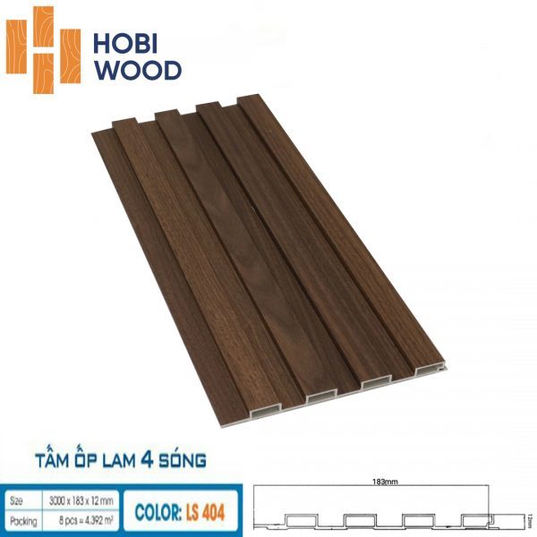 Tấm ốp tường lam sóng hobi wood 4 sóng LS-404