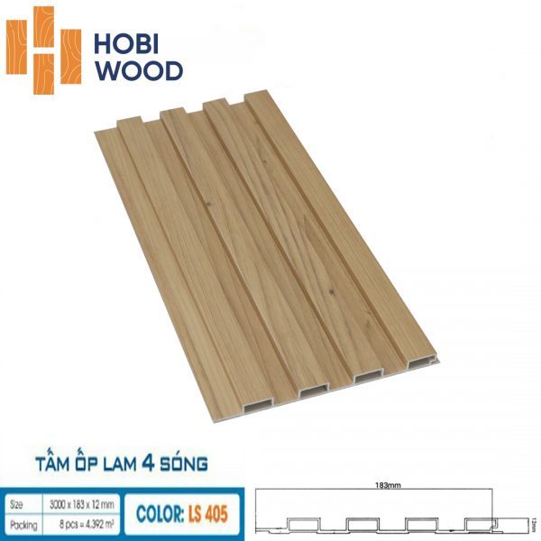 Tấm ốp tường lam sóng hobi wood 4 sóng LS-405