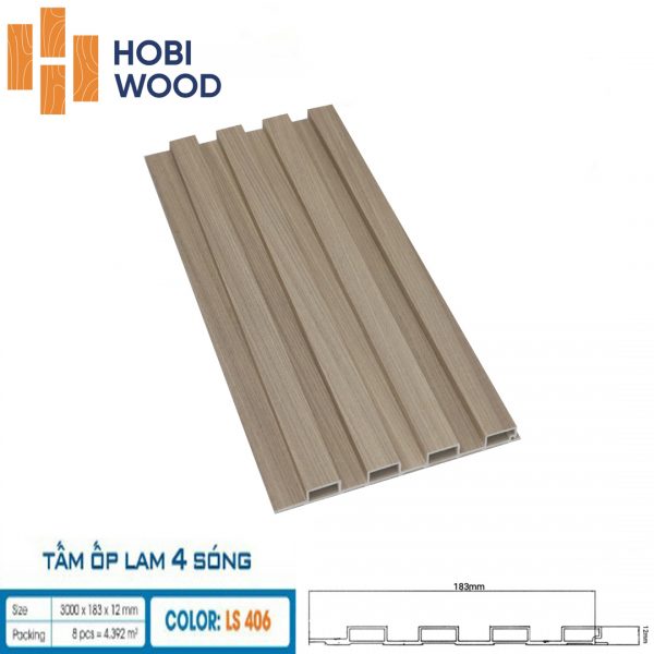 Tấm ốp tường lam sóng hobi wood 4 sóng LS-406