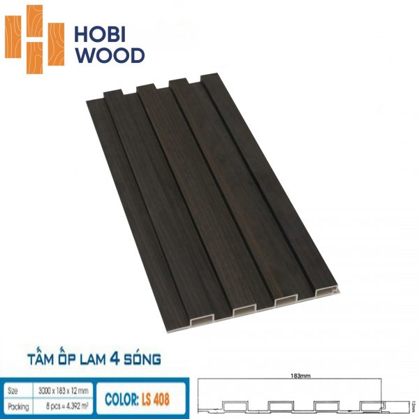 Tấm ốp tường lam sóng hobi wood 4 sóng LS-408