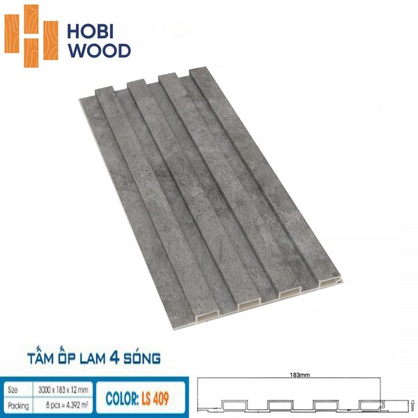 Tấm ốp tường lam sóng hobi wood 4 sóng LS-409