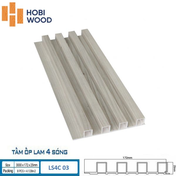 Tấm ốp tường lam sóng hobi wood 4 sóng LS4C03