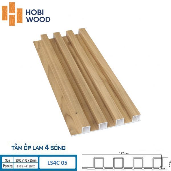 Tấm ốp tường lam sóng hobi wood 4 sóng LS4C05