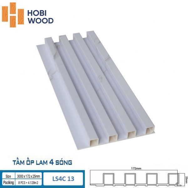 Tấm ốp tường lam sóng hobi wood 4 sóng LS4C13