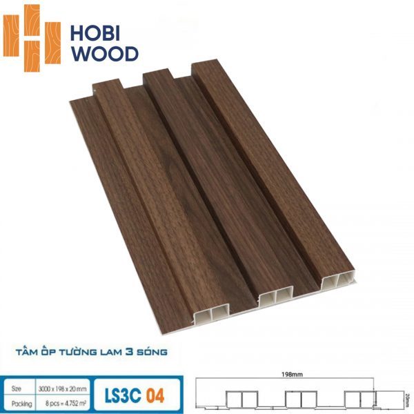 Tấm ốp tường lam sóng hobi wood LS3C